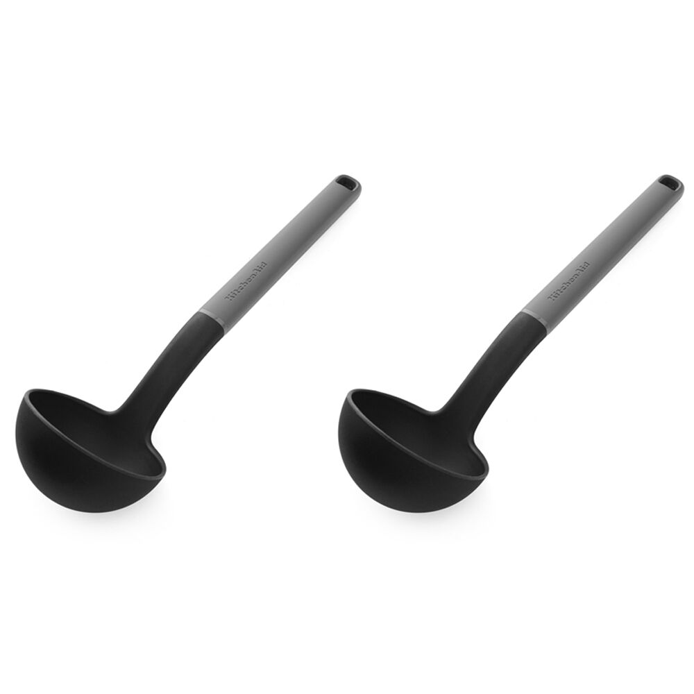 Kitchenaid Classic Nylon Serving Ladle/Spoon Cooking Utensil Charcoal Grey (2 Pack)