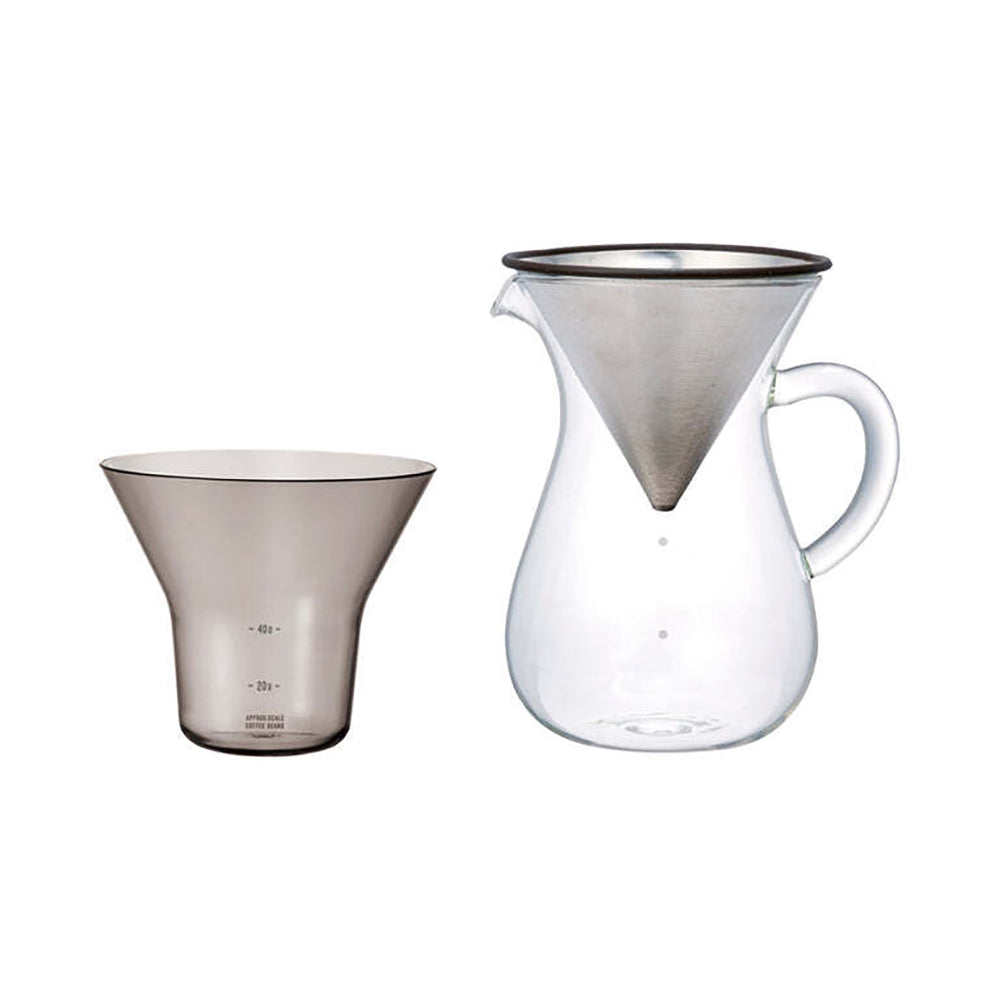 Kinto SCS-02 Clear Coffee Glass Carafe Jug S/S Filter/Holder Brew Set (3 Pieces) — 600ml
