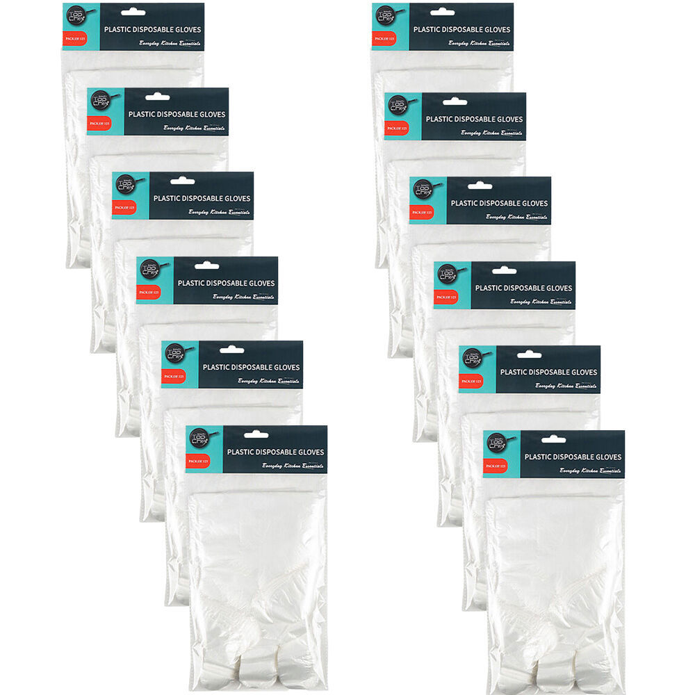 Topchef 125pc Topchef Disposable Single-Use Plastic Kitchen Gloves Set Clear (12 Pack)
