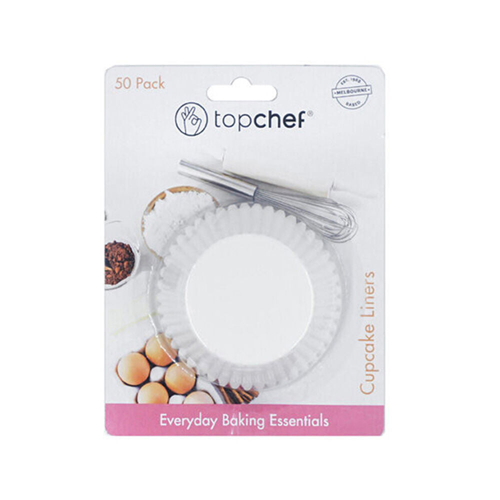 Topchef Round Paper Cupcake Liners Baking Cups Pack 5cm White (50 Pieces)