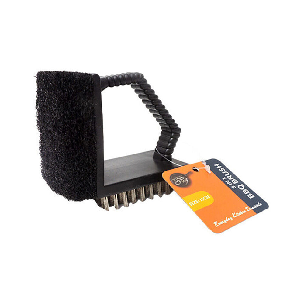 Topchef 15cm Black 3-In-1 Multi Surface Barbeque Cleaning Brush