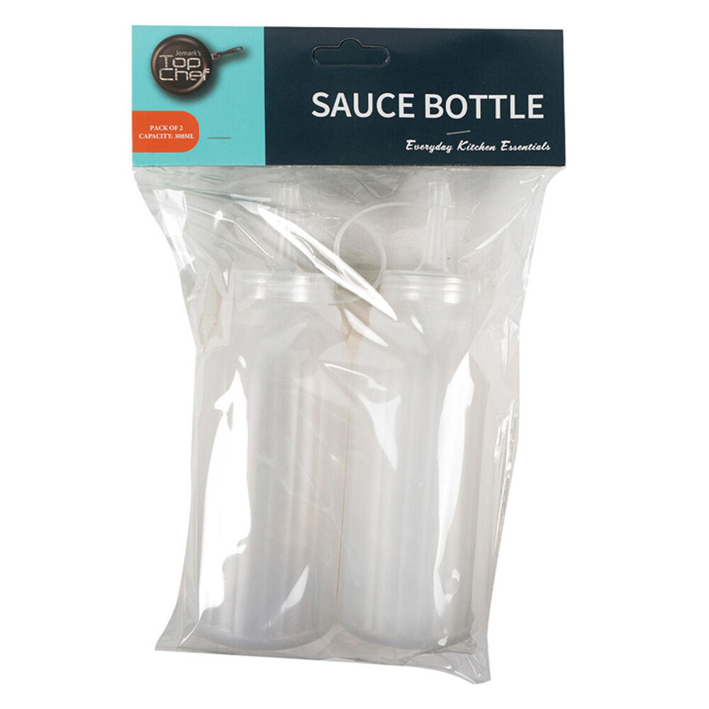 Topchef 2pc Topchef Condiment Sauce Dispenser Squeeze Bottles Set 300ml Clear (6 Pack) — image 2