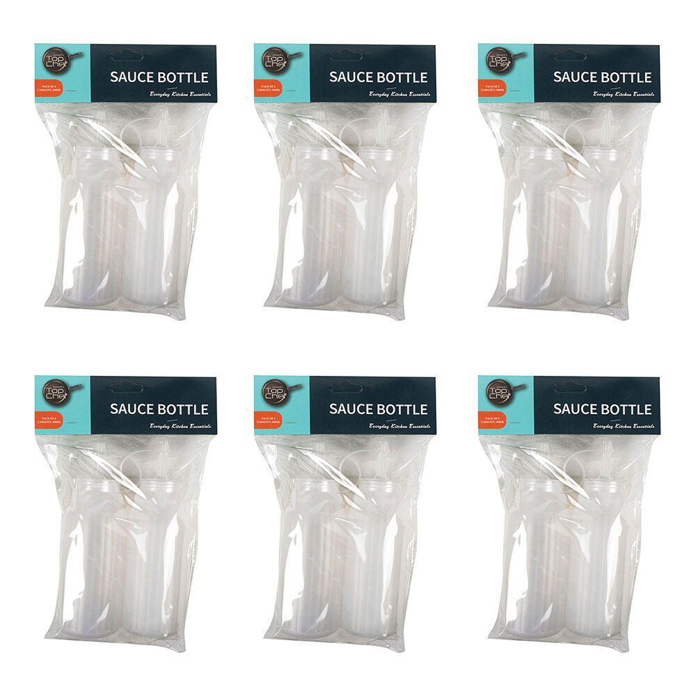 Topchef 2pc Topchef Condiment Sauce Dispenser Squeeze Bottles Set 300ml Clear (6 Pack)