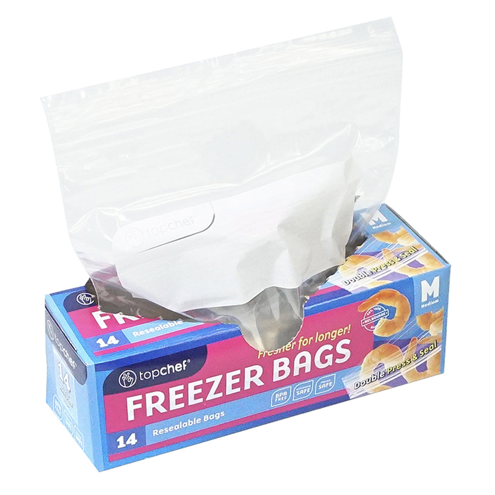 Topchef Double Press & Seal Medium Resealable Food Storage Freezer Bag (14 Pieces)