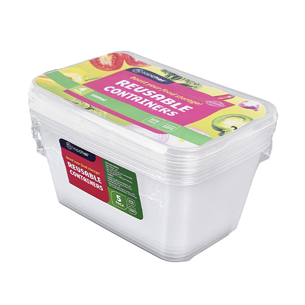 Topchef 1000ml Rectangle Food Container w/Lid (4 Pieces)