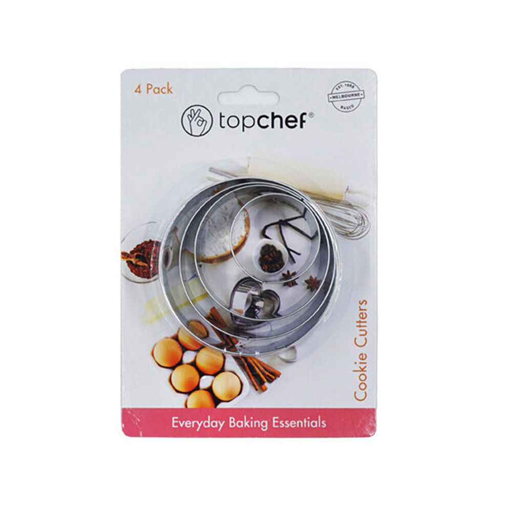 Topchef Stainless Steel Round Cookie Cutters Set 4-8cm Silver (4 Pieces)