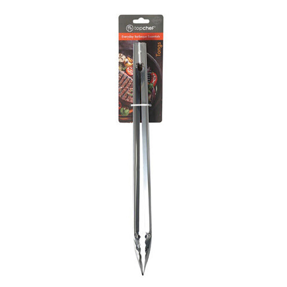 Topchef 40cm Silver Stainless Steel Long Handle Barbeque Grilling Tongs