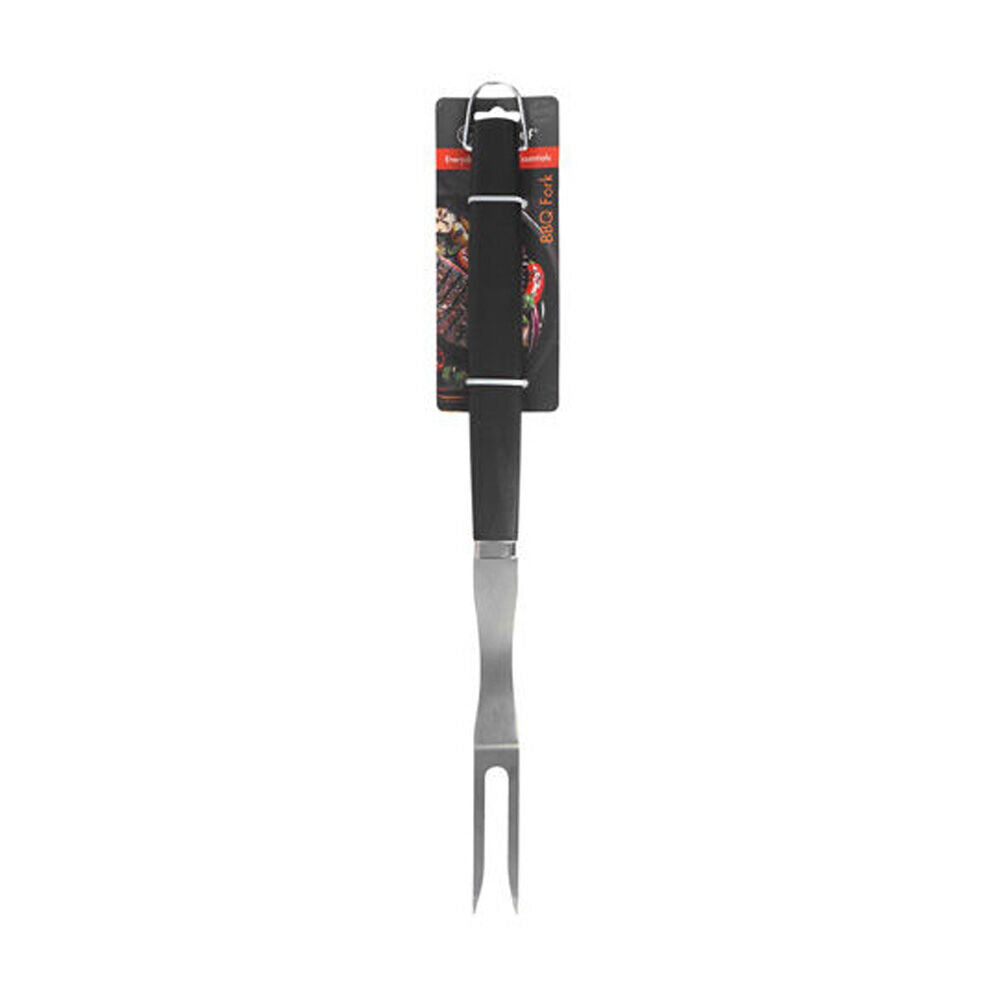 Topchef 46cm Black/Silver Stainless Steel Long Handle Barbeque Grilling Fork