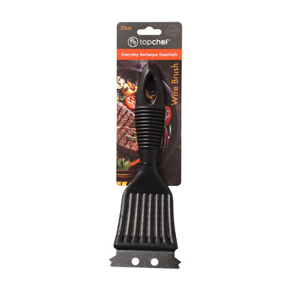 Topchef 20cm Black Stainless Steel Barbeque Wire Brush Cleaning Tool