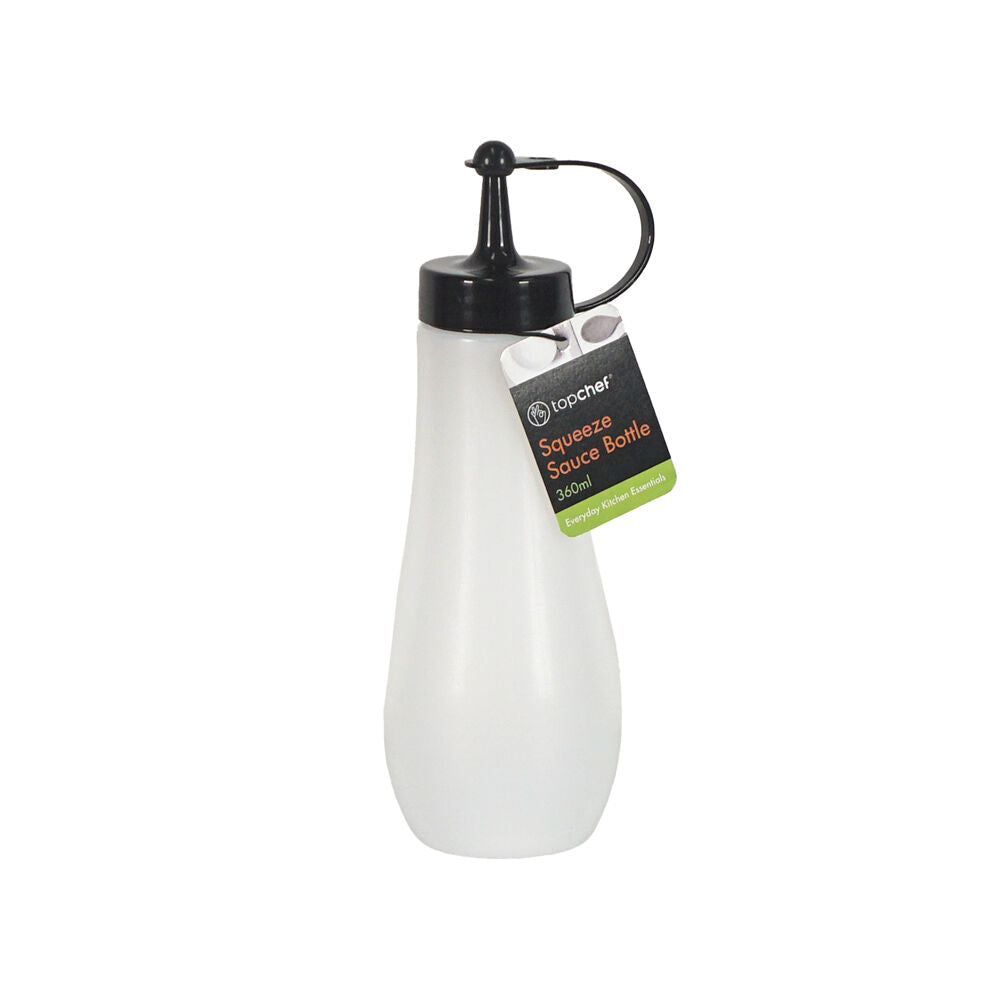 Topchef Squeezable Plastic Sauce Bottle 360ml Condiment Dispenser White
