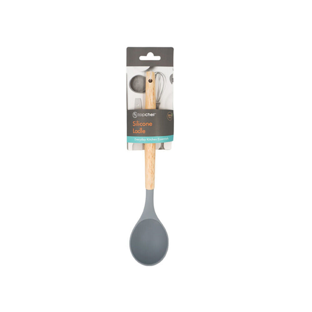 Topchef Non Stick Silicone Serving Soup Ladle w/ Wood Handle Kitchen Utensil