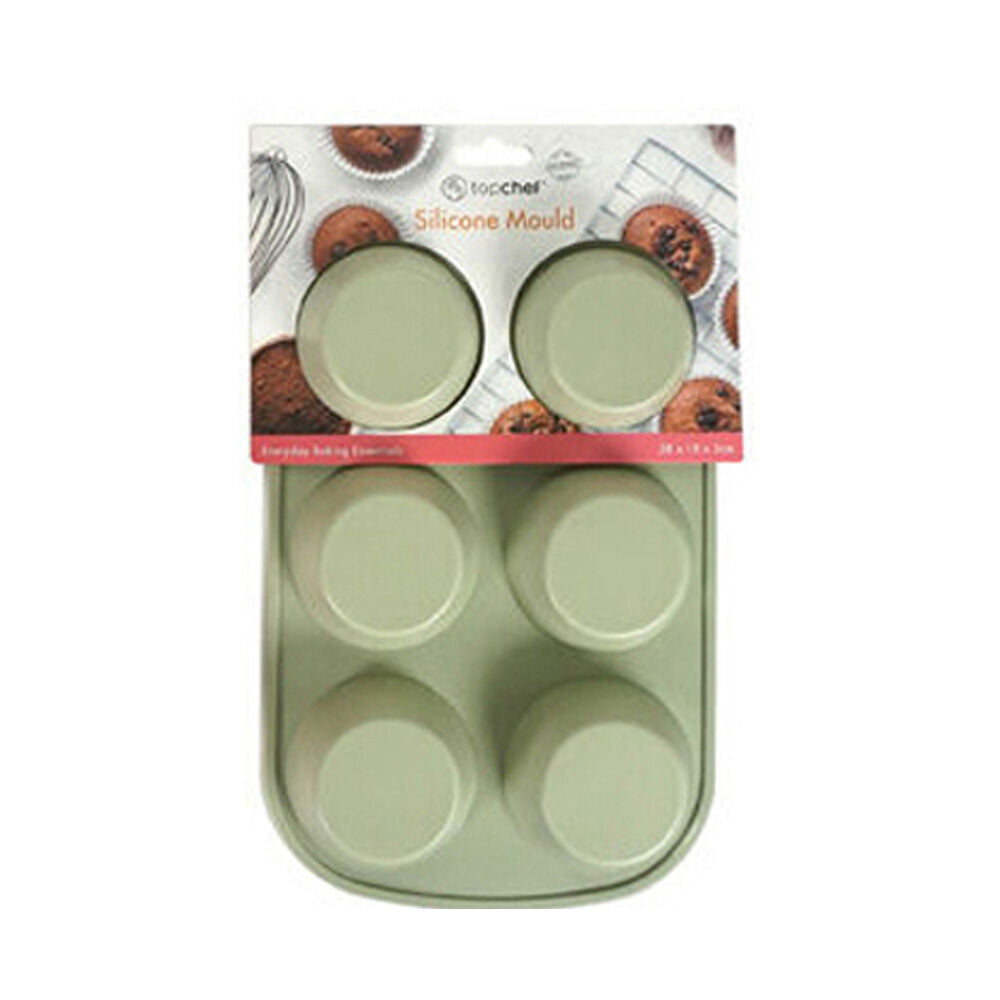 Topchef Silicone Heat Resistant Large Muffin Tray 28x18cm Assorted (6 Pieces)