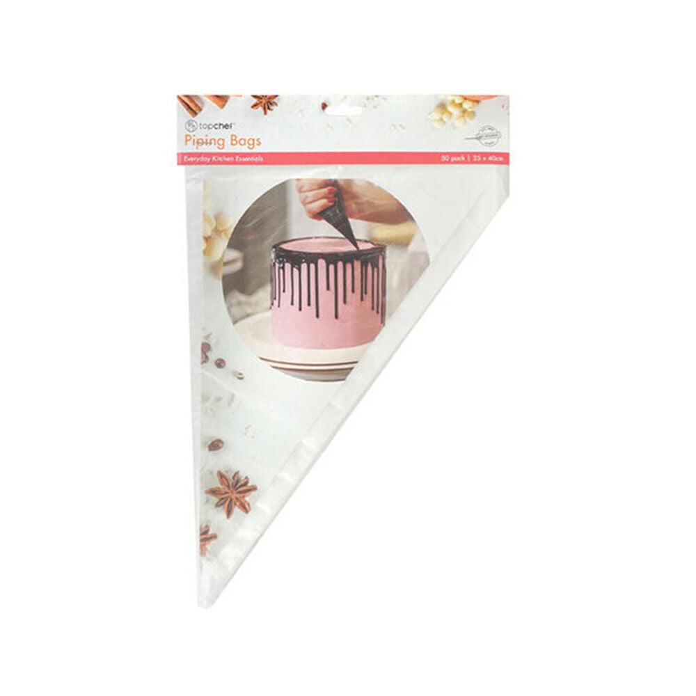 Topchef Disposable Cake Decorating Piping Bags Set 40x25cm Clear (50 Pieces)