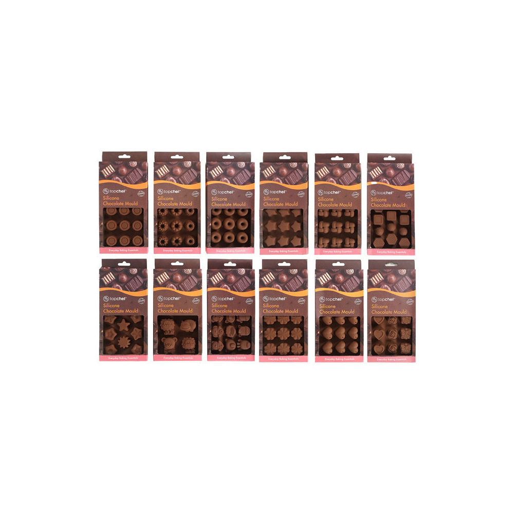 Topchef Silicone Heat Resistant Chocolate Moulds Brown Assorted (12 Pieces) — image 2