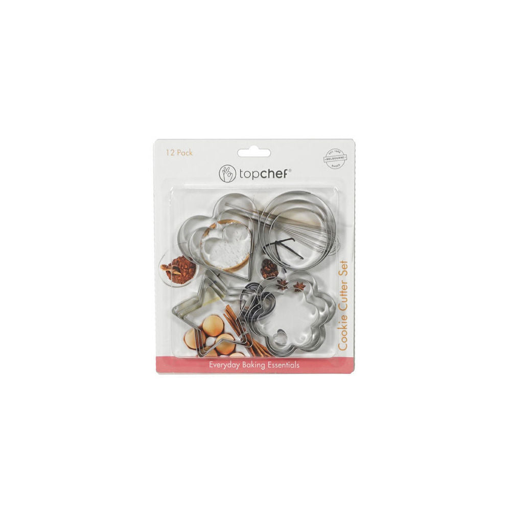 Topchef Stainless Steel Cookie Cutter Baking Set Silver Assorted (12 Pieces) — image 2
