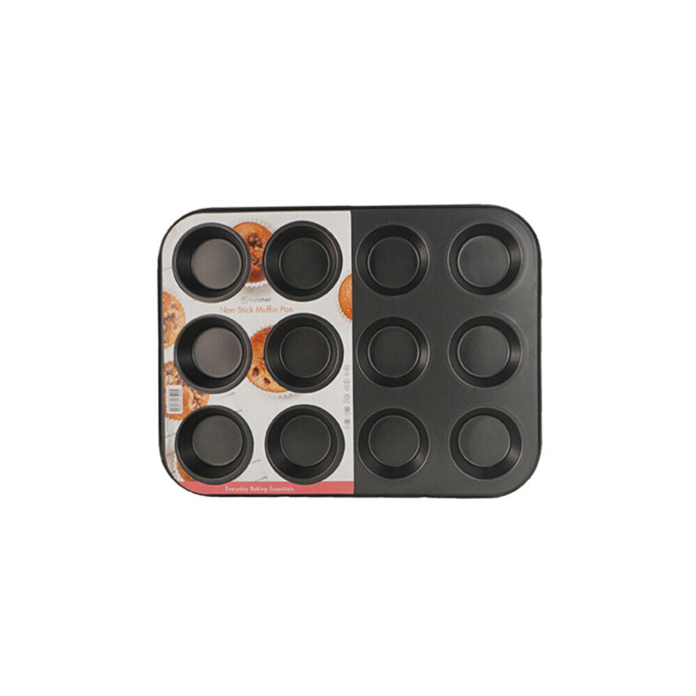 Topchef Non-Stick 12 Cup Carbon Steel Muffin/Cupcake Mold Pan Rectangular