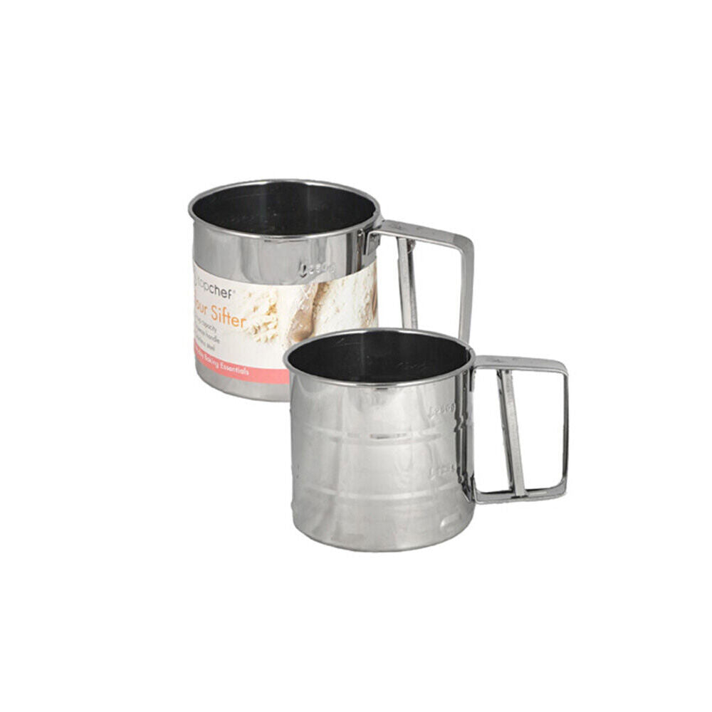 Topchef Stainless Steel 3 Cup Flour Crank Handle Sifter Kitchen Baking Tool — image 3