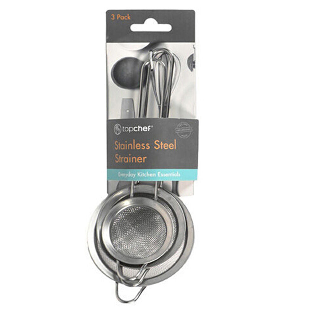 Topchef Stainless Steel Heat Resistant Strainers Sieve Set Silver (3 Pieces)