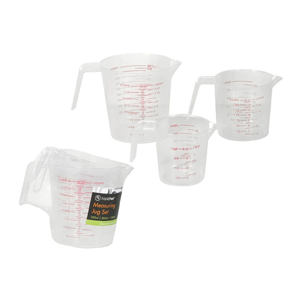 Topchef Plastic Measuring Jug Set Kitchen Liquid Measuring Tools Transparent — image 2