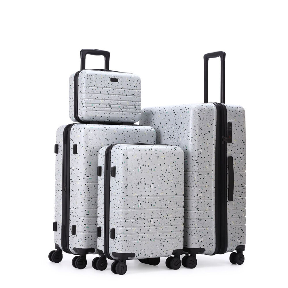 Kate Hill Terrazzo Travel Luggage Set Suitcase Lightweight Grey (4 Pieces)