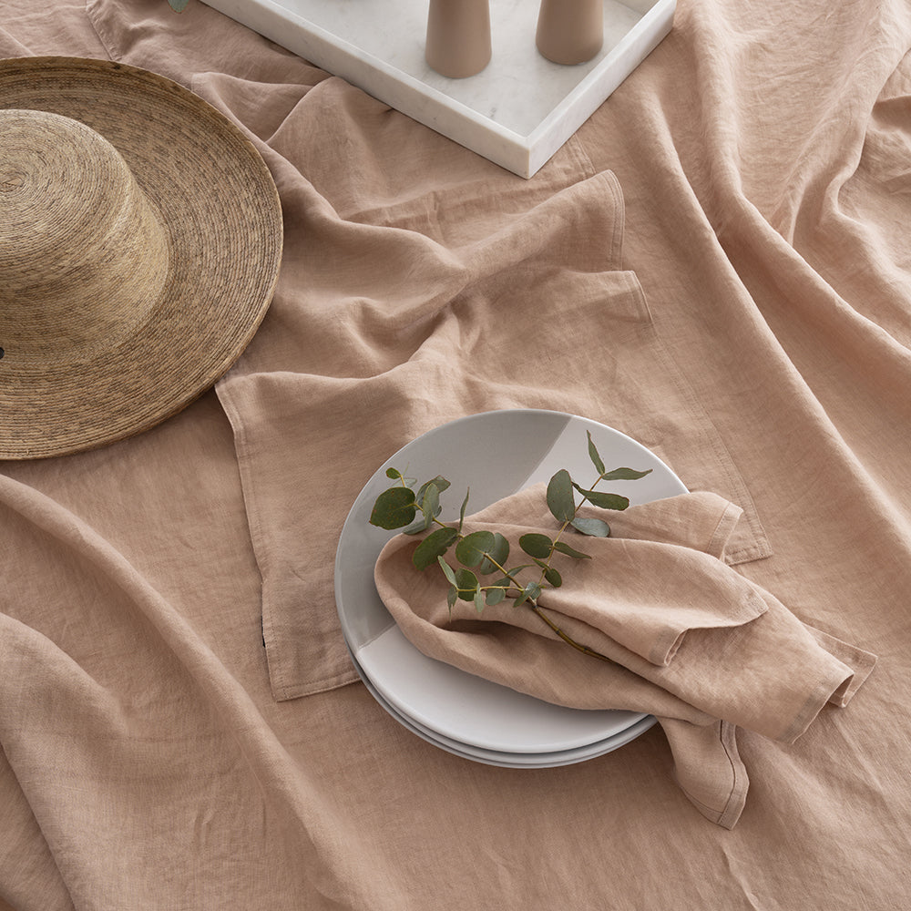 Bambury Home Decor Tableware Linen Napkin Set 45x45cm Tea Rose Woven (2 Pieces) — image 2