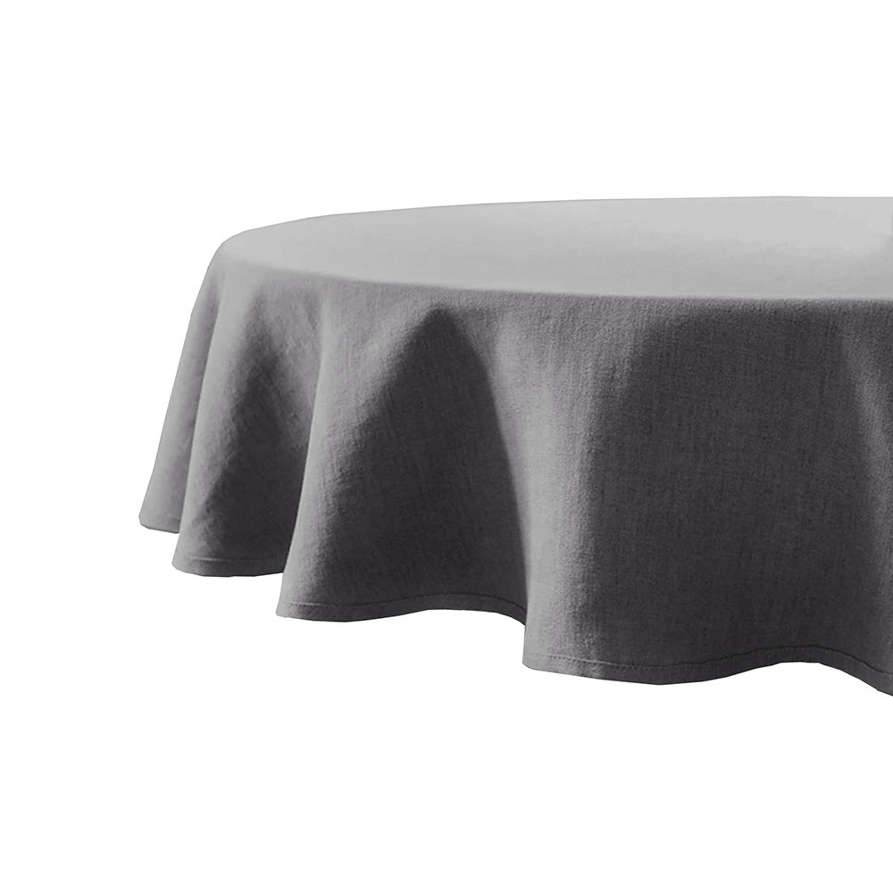 Bambury French Linen Tablecloth Charcoal Round 228cm