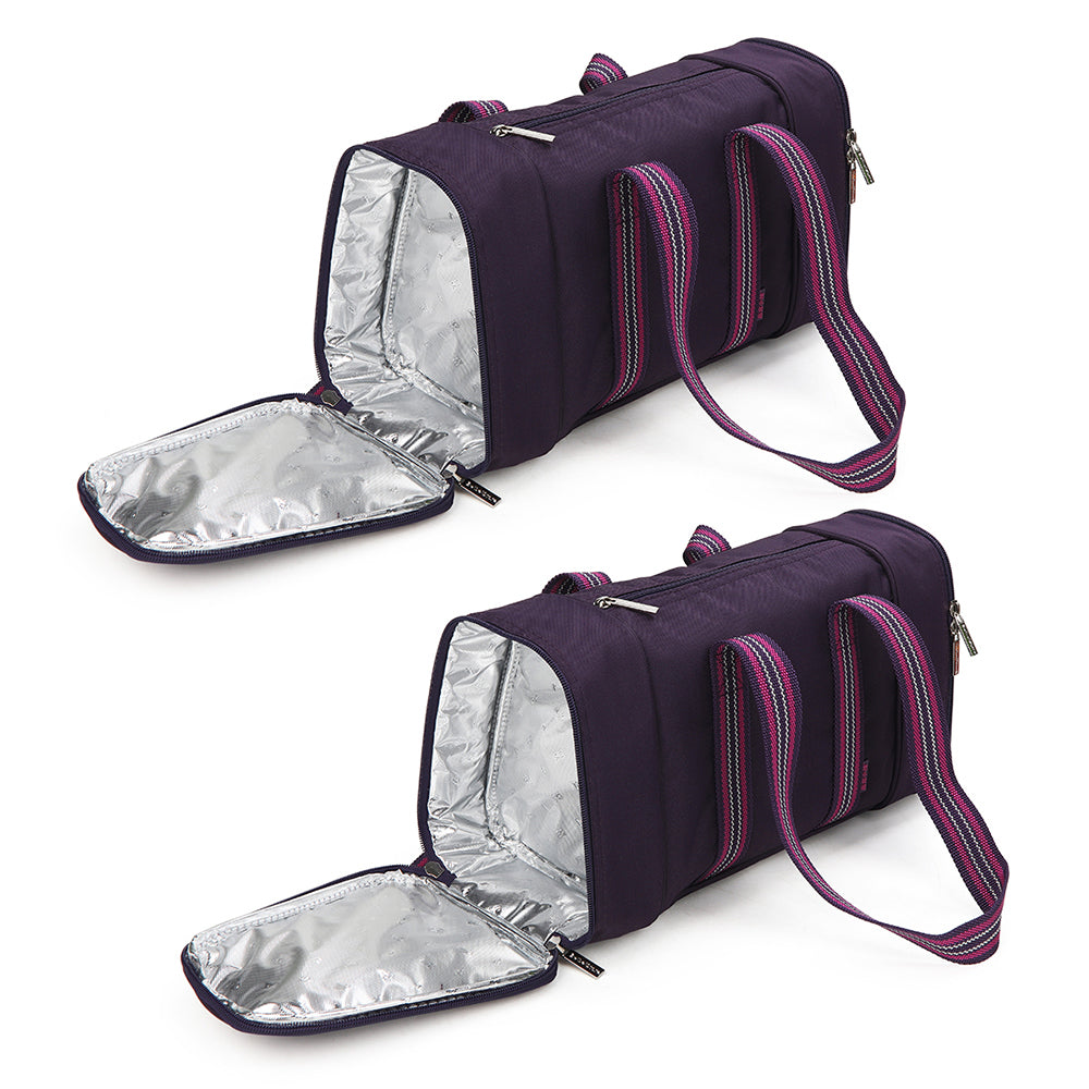 Multi Pocket Insulated Cooler Bag Picnic/Camping Bag w/Compartments Purple (2 Pack)