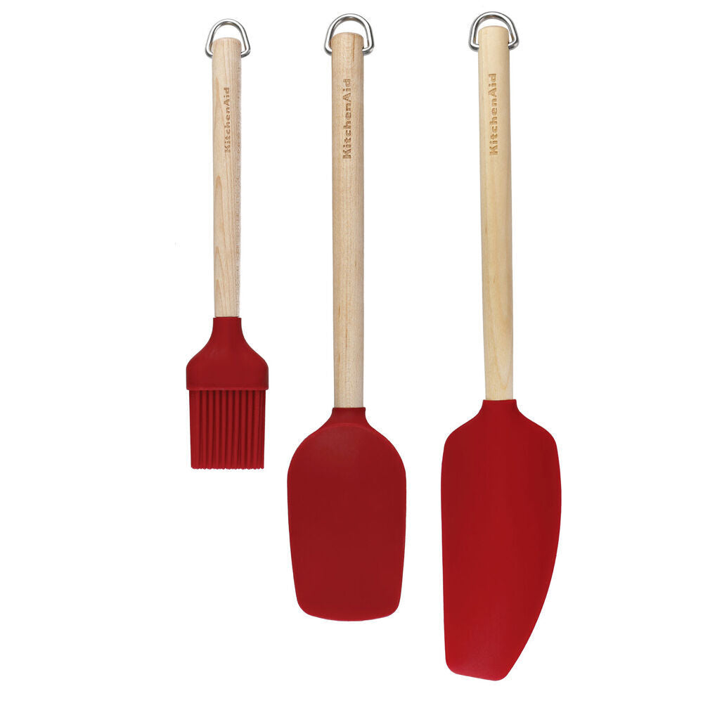 Kitchenaid 3pc KitchenAid Birchwood Handle Baking Utensil Set Silicone Heads Empire Red (2 Pack) — image 2