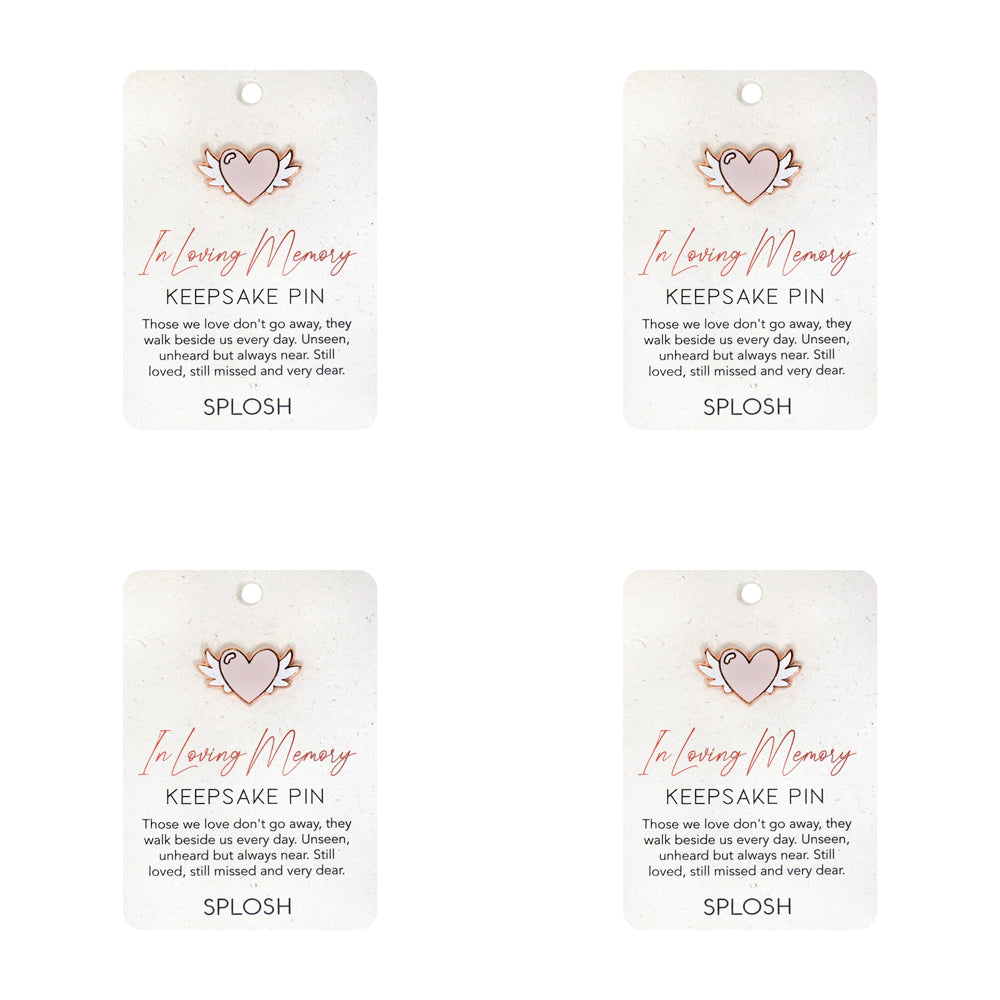 Splosh In Loving Memory Heart/Wings Keepsake Pin Brooch Jewellery 11cm (4 Pack)