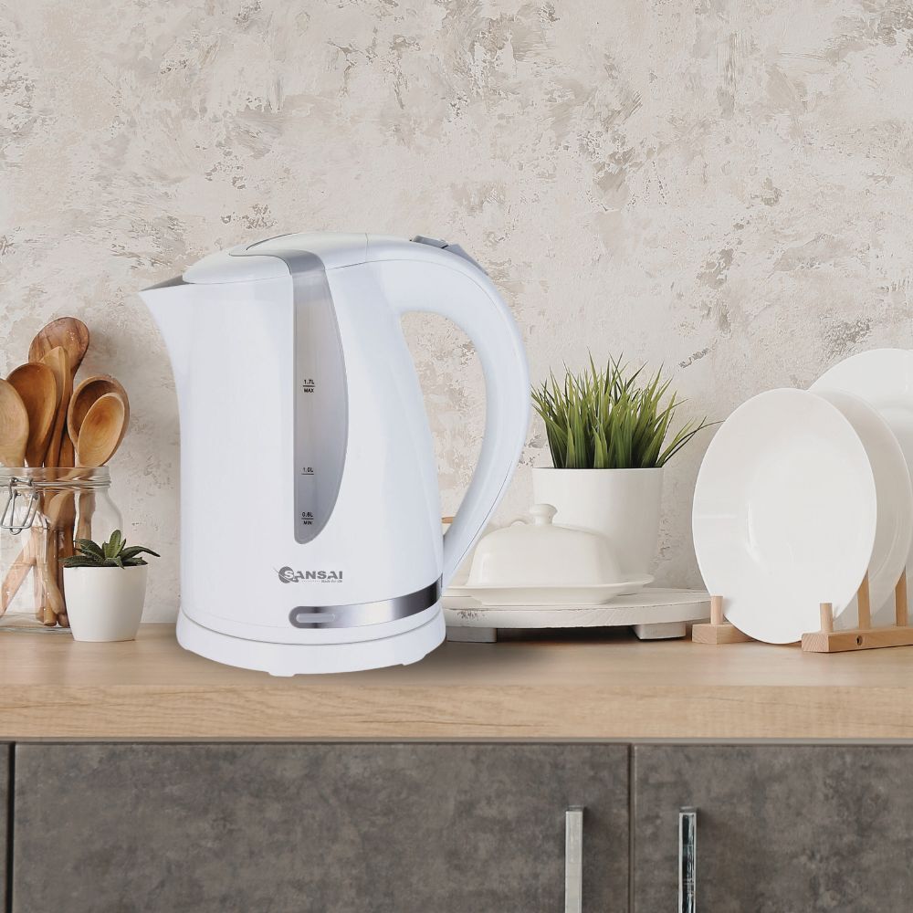Sansai 1.7L Electric 2200W Cordless Kettle Jug Water Boiler w/ Swivel Base White — image 2
