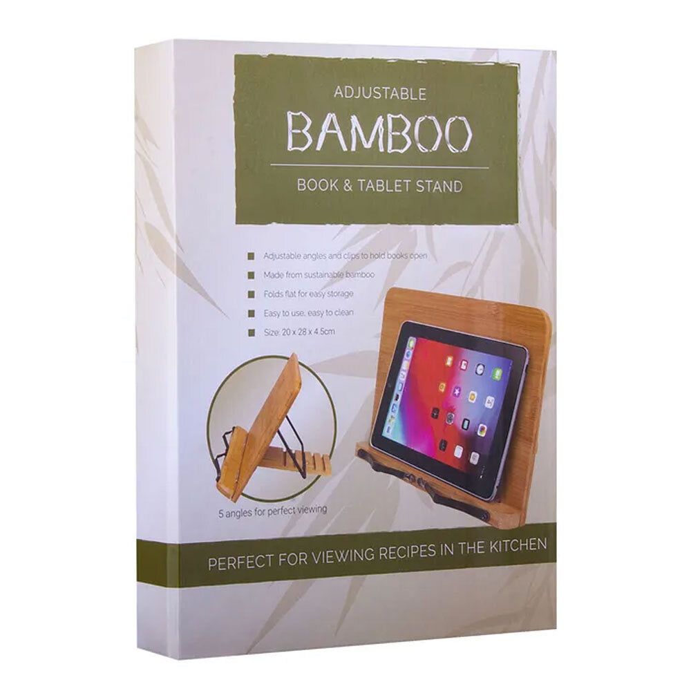 Unbranded Bamboo 28x20cm Adjustable Stand Holder Organiser Rack for Book/iPad Tablet Brown — image 3