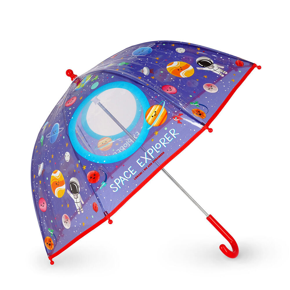 Legami Wind-Resistant Dome Umbrella Kids/Children Clear/Blue Space (2 Pack) — image 2