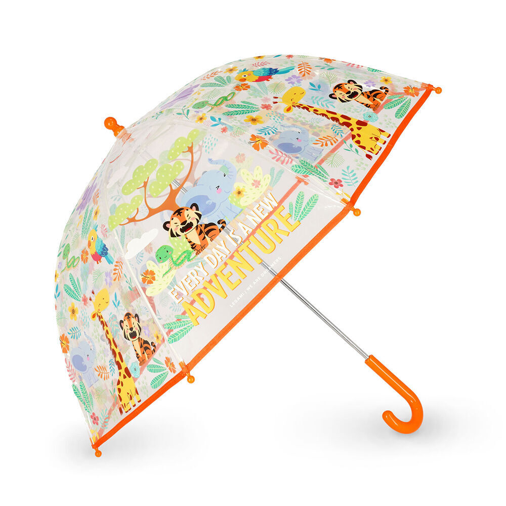 Legami Wind-Resistant Dome Umbrella Kids/Children Clear/Orange Jungle (2 Pack) — image 2