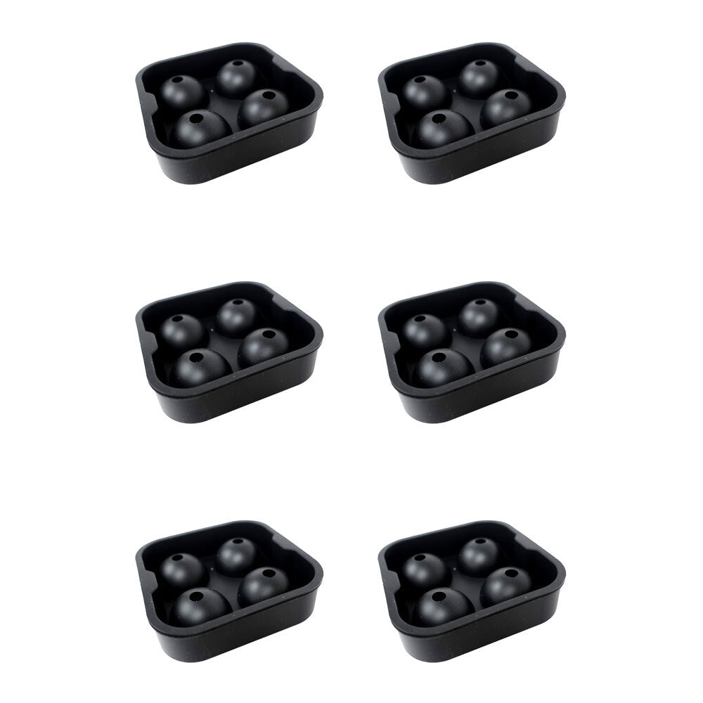 Urban Kitchen Round Silicone Ice Tray 4 Cubes & Storage Easy Release 11.5cm (6 Pack)