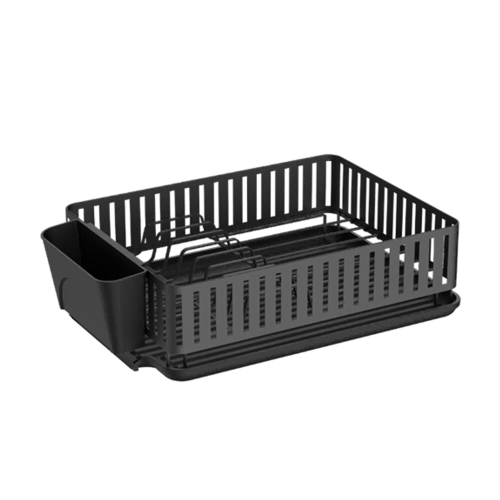 Hudson Wireware Range Dish Drainer & Cutlery Holder Home Organiser 44x31cm Black
