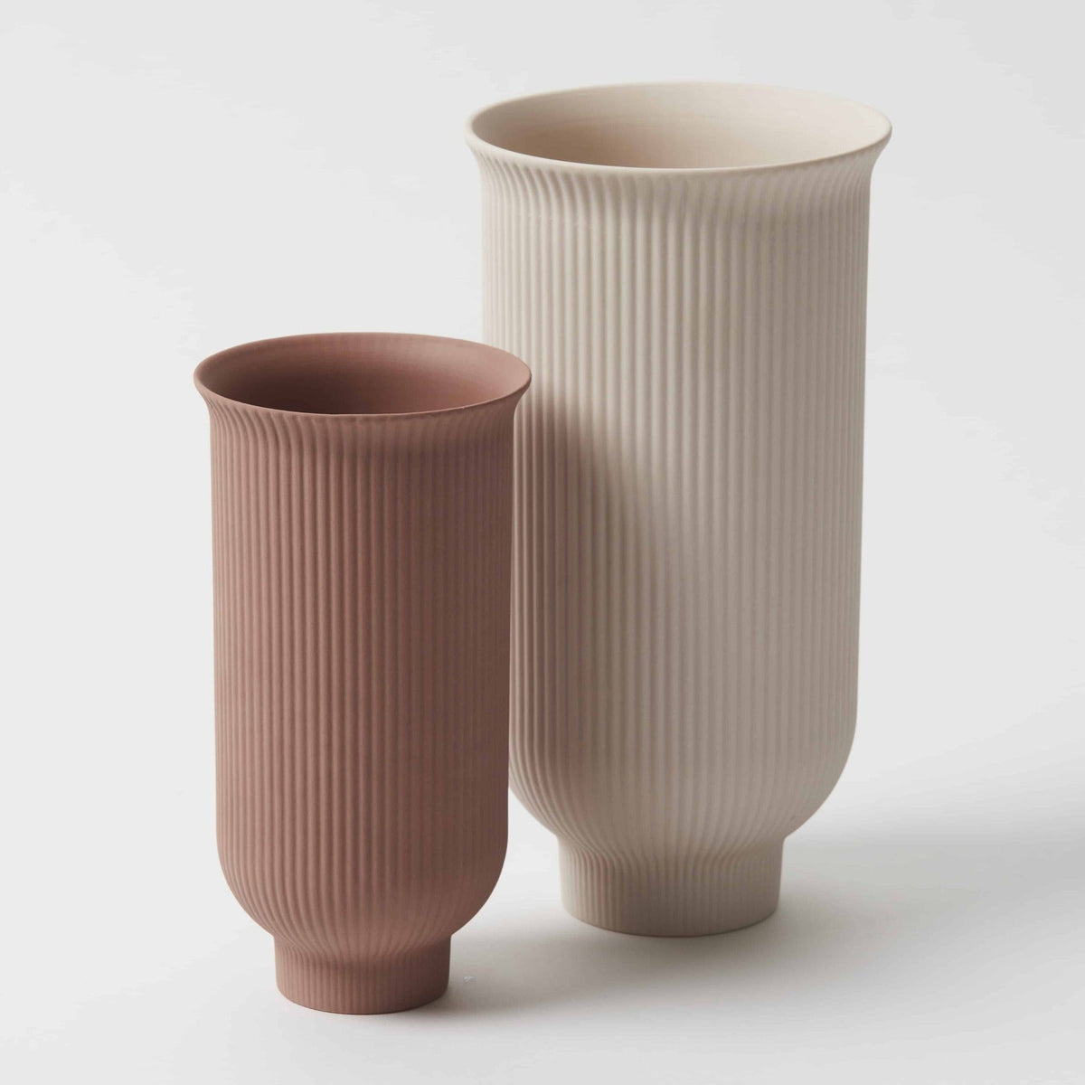 Pilbeam Living Finn Matte Finish Modern Porcelain Clay Vase Home Decor Small GRY — image 2