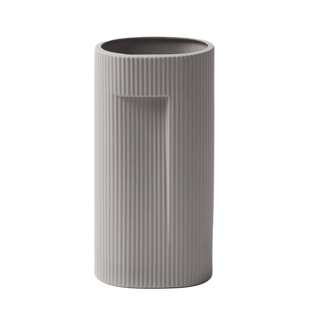 Pilbeam Living Tromso Matte Finish Modern Porcelain Clay Vase Home Decor Grey