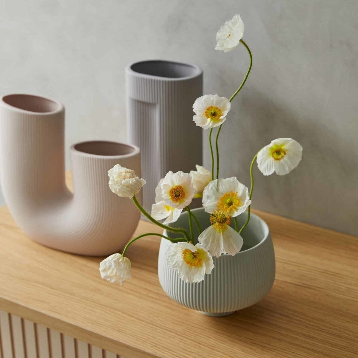 Pilbeam Living Tromso Matte Finish Modern Porcelain Clay Vase Home Decor Grey — image 2