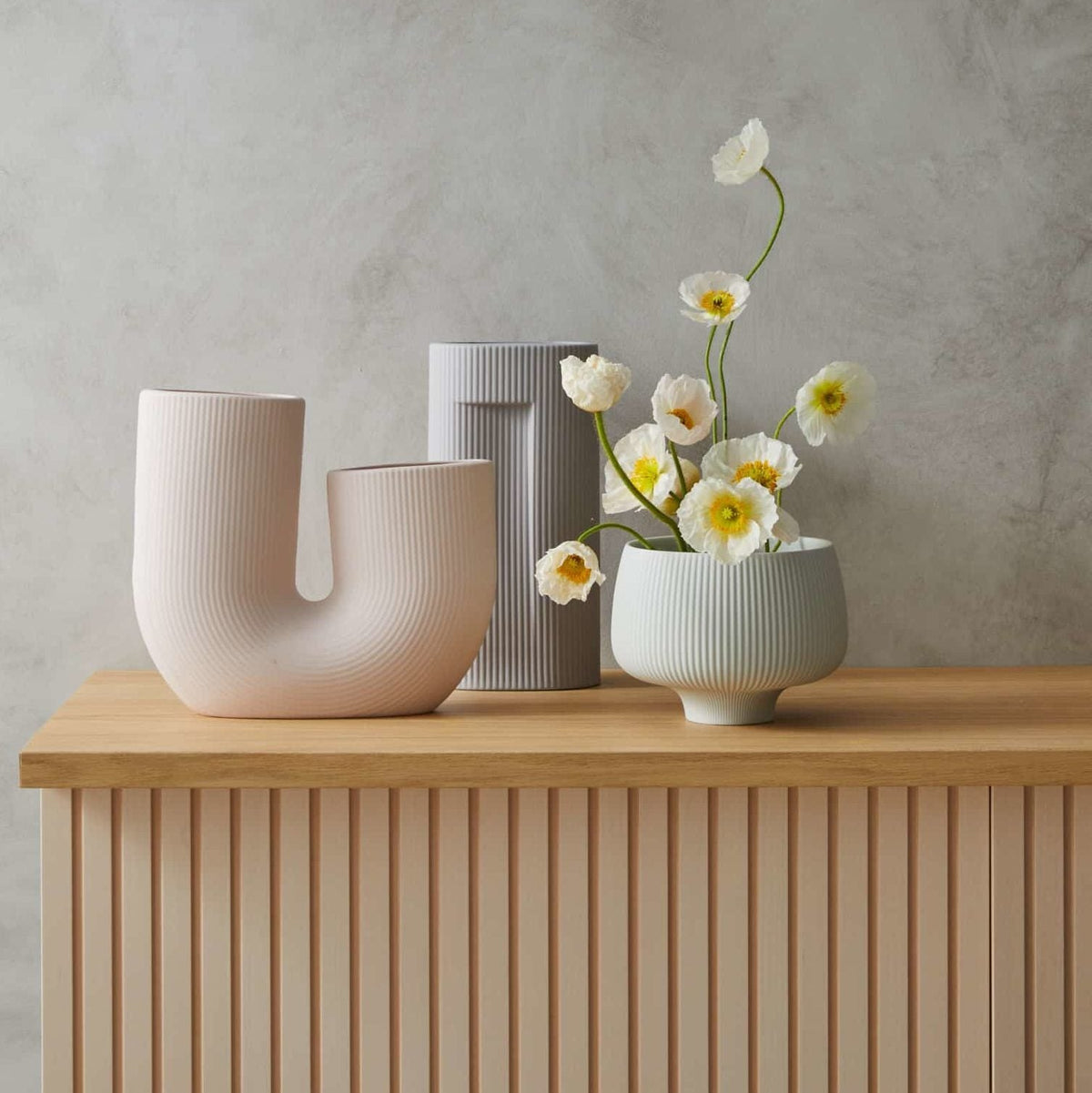 Pilbeam Living Tromso Matte Finish Modern Porcelain Clay Vase Home Decor Grey — image 4