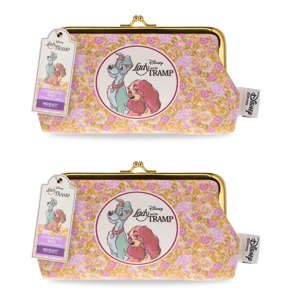 Disney Lady & The Tramp Cosmetic Storage Toiletry Bag Gold/Pink (2 Pack)