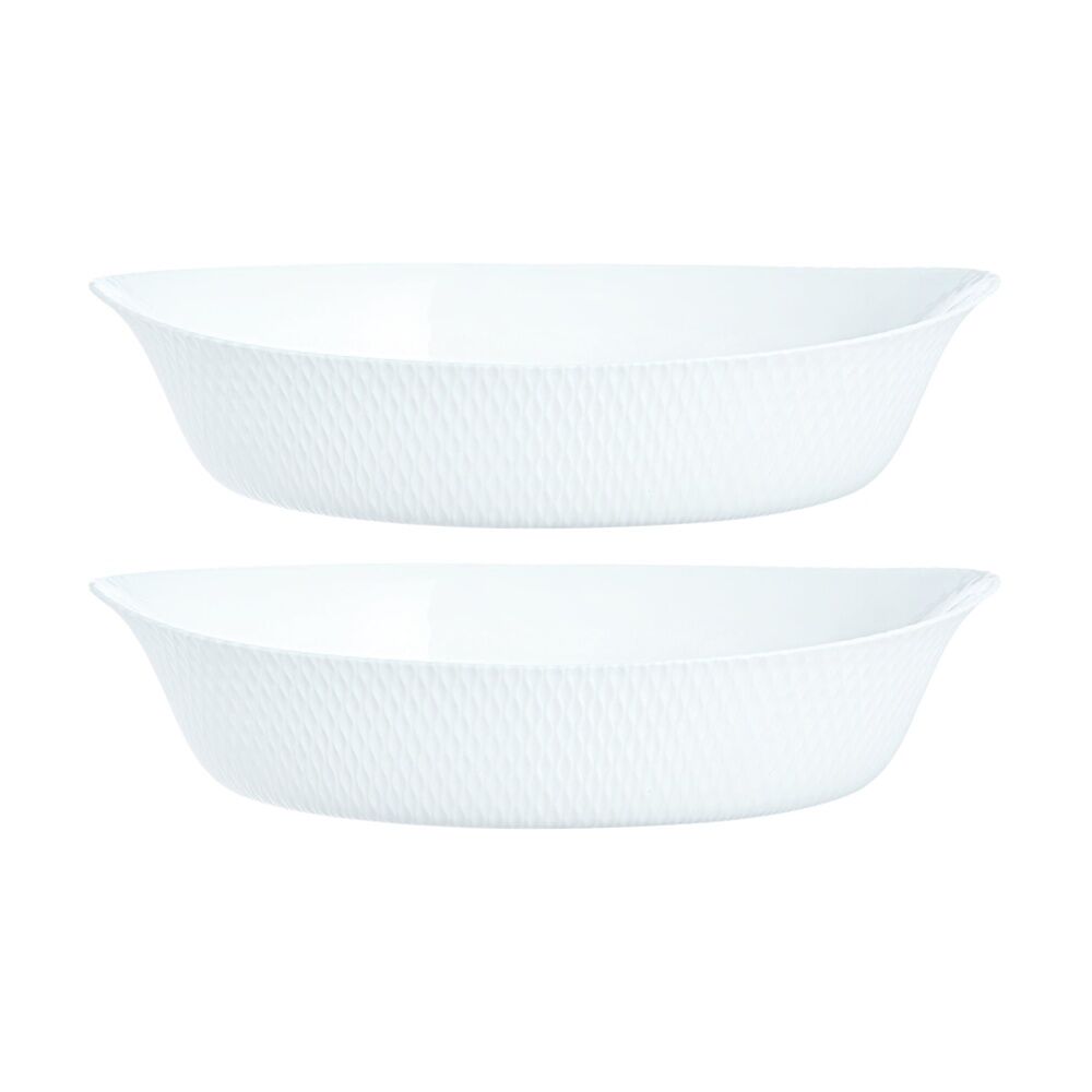 Luminarc Smart Wavy Oval Baking Dish 32x20cm Bakeware Opal Glass White (2 Pack)