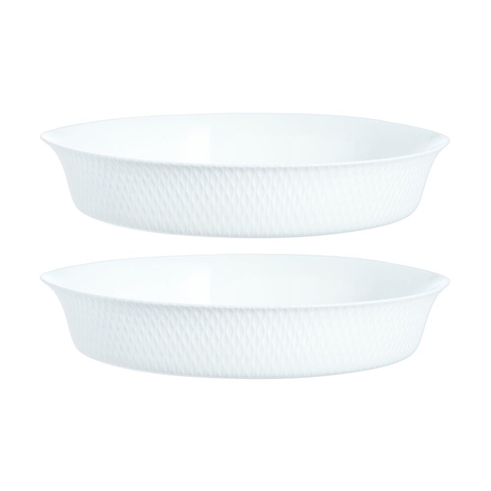 Luminarc Smart Wavy Baking Tart Dish 28x5cm Bakeware Opal Glass White (2 Pack)