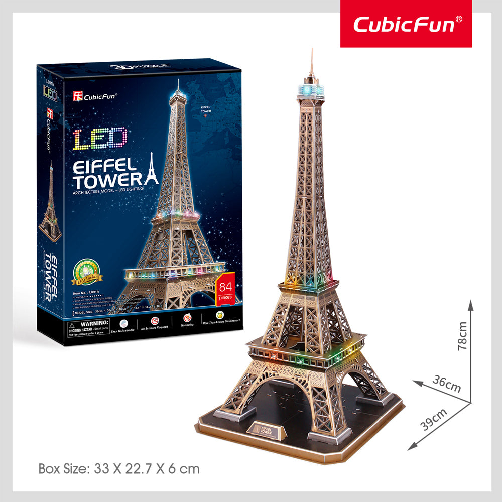 Cubic Fun CubicFun LED Eiffel Tower 3D Puzzle Kids/Children DIY Interactive Toy 3y+ (84 Pieces) — image 2