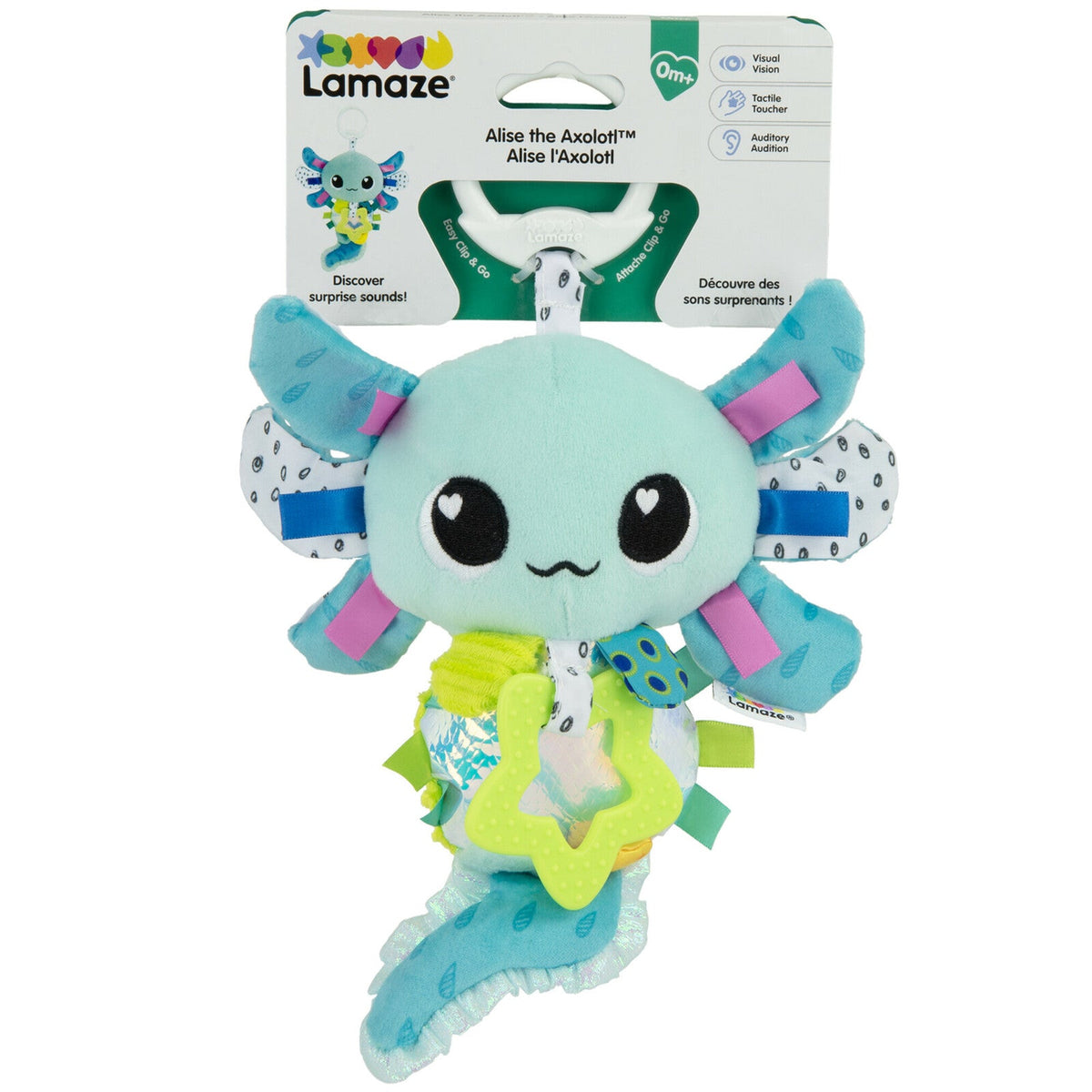 Lamaze Alise the Axolotl Clip & Go Kids/Children Plush Sensory Soft Toy 0+