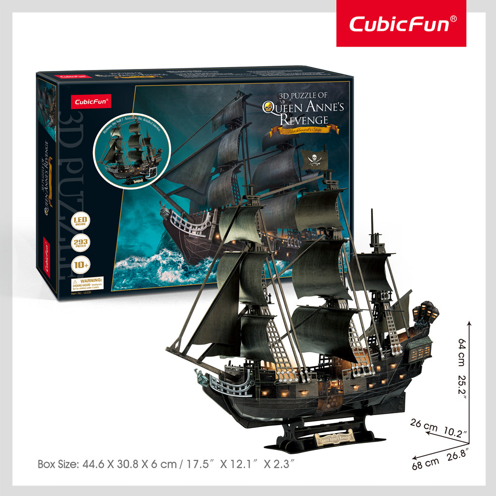 Cubic Fun CubicFun LED Queen Anne's Revenge 3D Puzzle Kids DIY Interactive Toy 10y+ (293 Pieces) — image 3