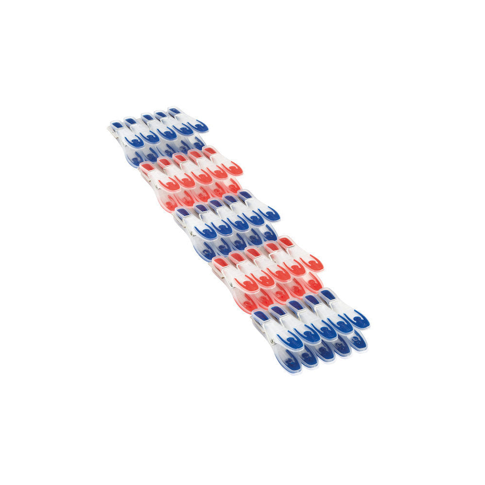 Leifheit Laundry Pegs/Clothespin Soft Clipping Wide Handle Set Blue/Red (25 Pieces)