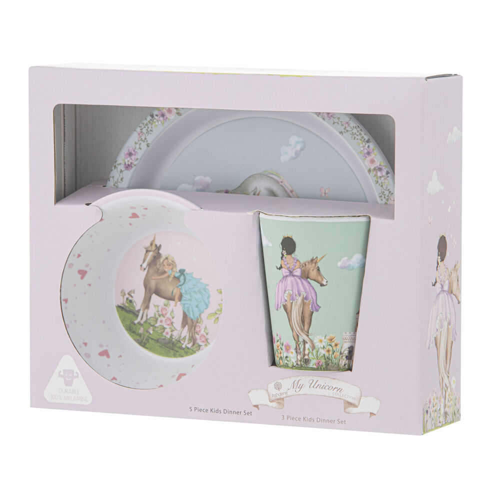 Ashdene My Unicorn Melamine Kids Dinner Dining Set White (3 Pieces) — image 2