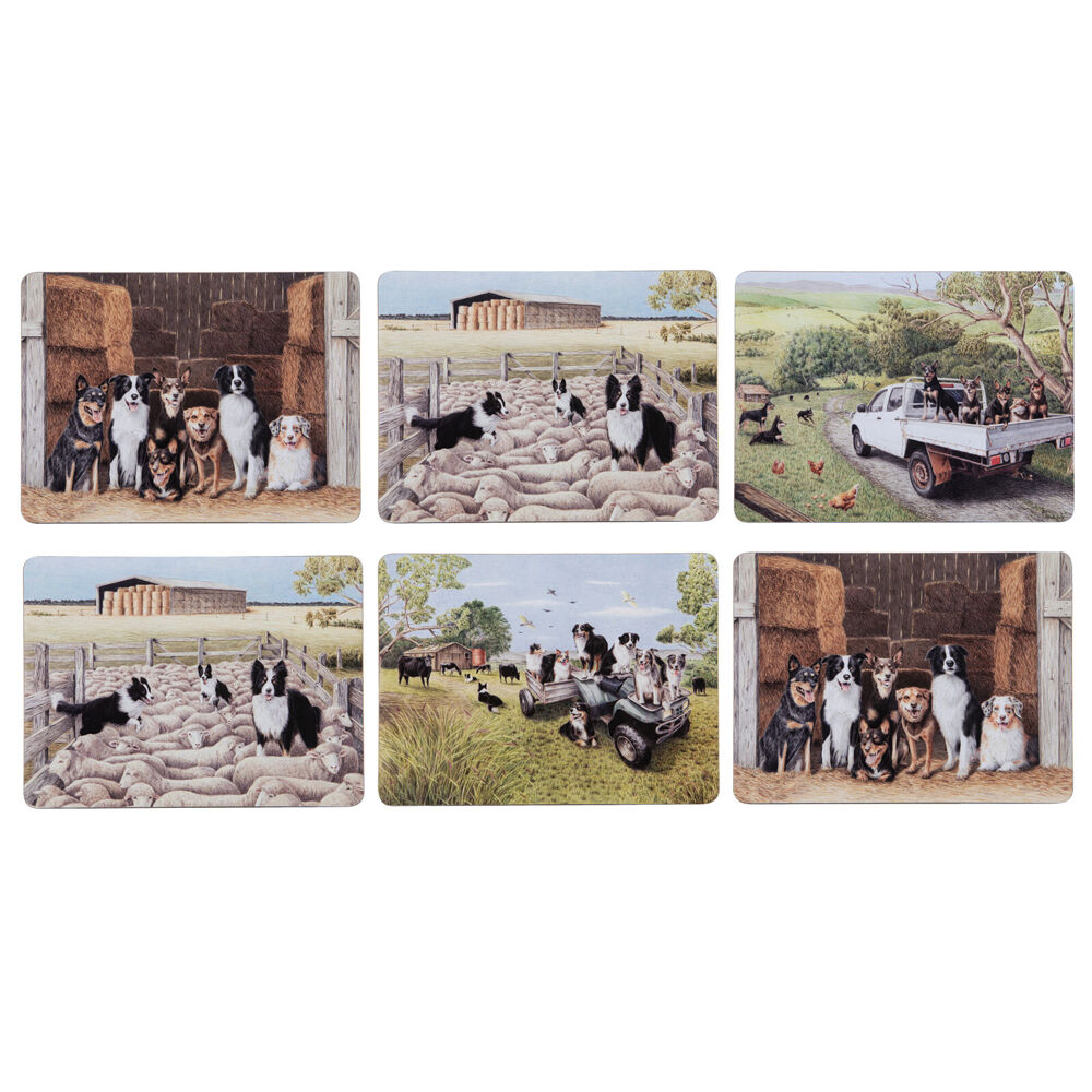 Ashdene Working Dogs Kitchen Dining Counter Table Placemat 29x21.5cm (6 Pieces)