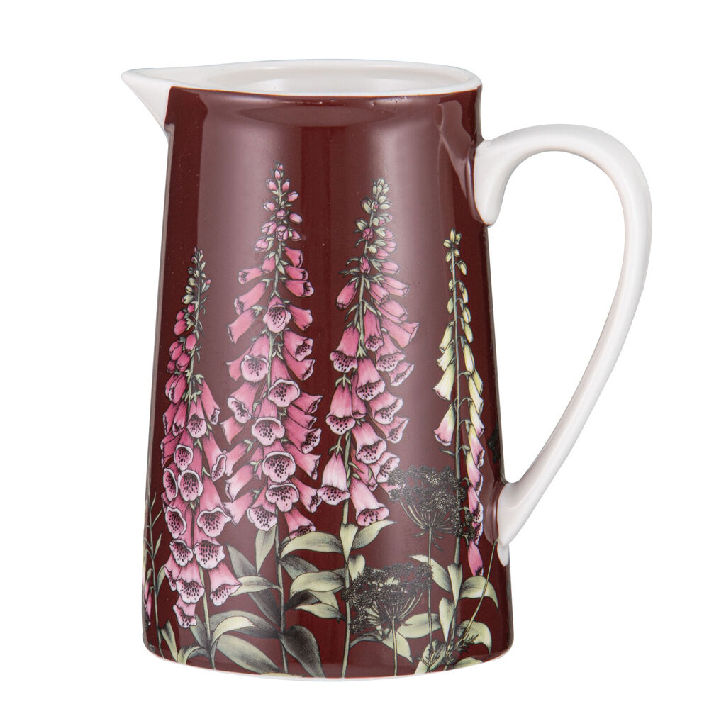 Ashdene 610ml Maroon Secret Garden Kitchen Table Pitcher New Bone China Jug