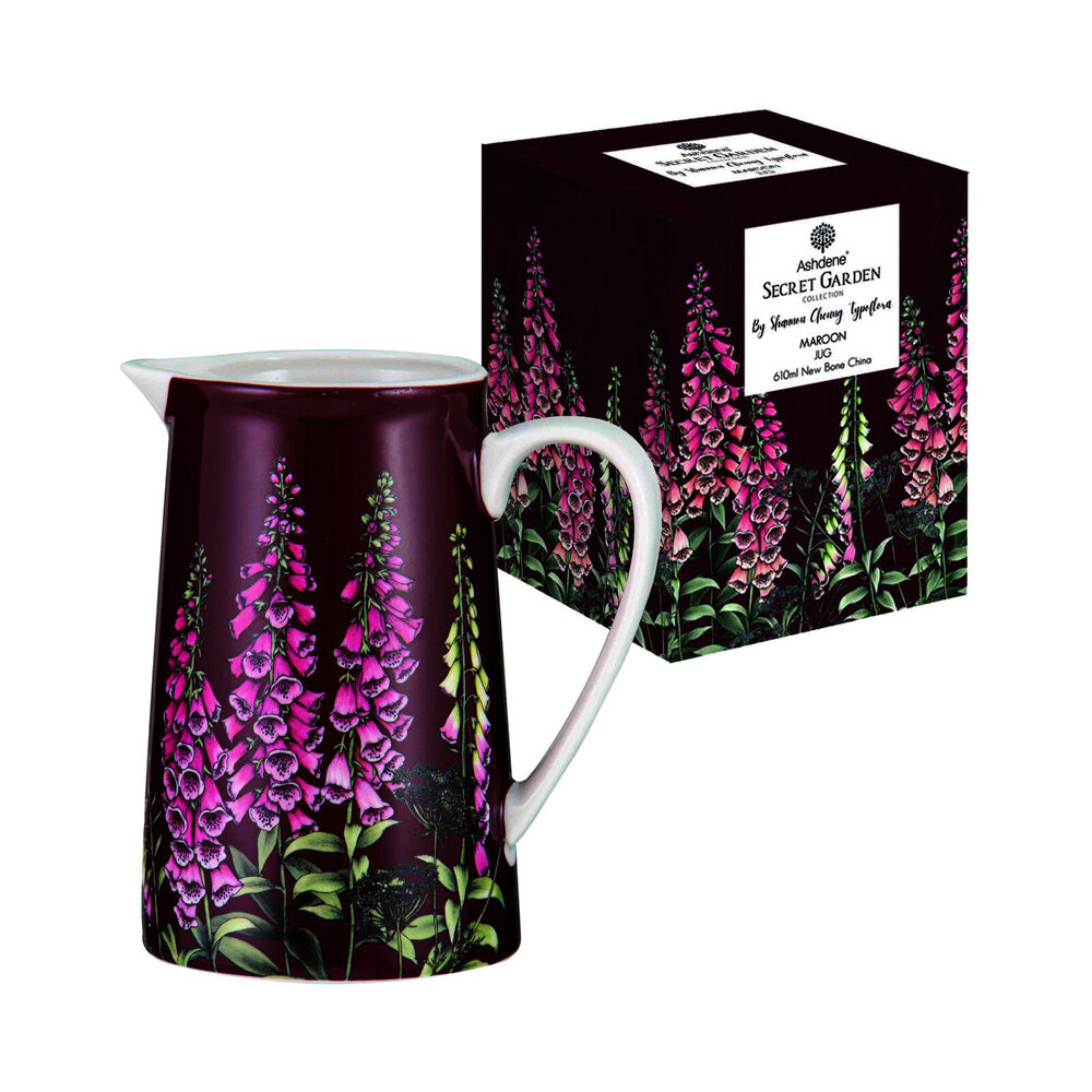 Ashdene 610ml Maroon Secret Garden Kitchen Table Pitcher New Bone China Jug — image 2